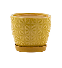 PLANTER W/SAUCER 6" TILE YELLOW