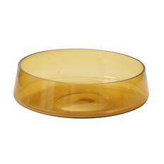 GLASS BOWL 4"H 12.5"D AMBER ONDA