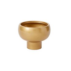 POTTERY FOOTED BOWL 8.5X6.5" GOLD