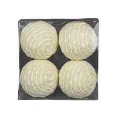 ORNAMENT STRIPE BALL BX/4 4" WHT/CR