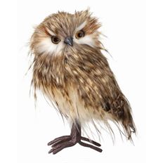 OWL SPECKLED FEATHER STANDING 9"