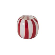 CONFECTION VASE 4 X 4" WHT/RED
