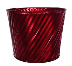 POT 6.5X5" METALLIC SWIRL RED