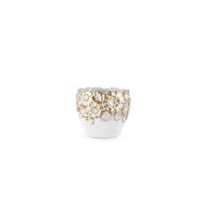 CERAMIC POT 6X6.75" WHT/GOLD