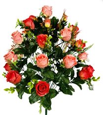 BUSH ROSE BUD W/GYP X33 26" CORAL
