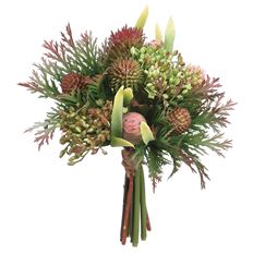 PROTEA/THISTLE/SEDUM BQT 7.5" GR/BU