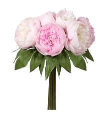PEONY BOUQUET X9 12" LT PINK/WHITE