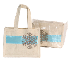 BAG JUTE 8X6X6" SNOWFLAKE 6/PK