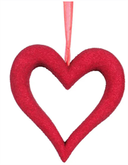 HEART 14" OPEN W/HANGER RED