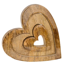 HEART WOOD 12" SET OF 3 NESTED