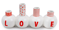 LOVE BUDVASES 5.2X11X2.8" WH/RD