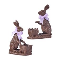 BUNNY RESIN W/CART 2/ASST 6.5" CHOC
