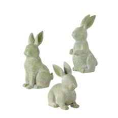 GARDEN BUNNY RESIN 3/AST GRN 5"