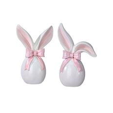 EGGS RESIN W/ BUNNY EARS 7.5" WHITE