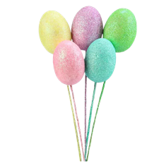 EGG PICK GLITTER 55MM 5/BAG