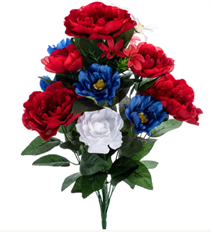 BUSH PEONY 21.5" RED/WHT/BLUE
