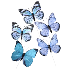 BUTTERFLY PARTY PACK PKG/5 7" BLUE
