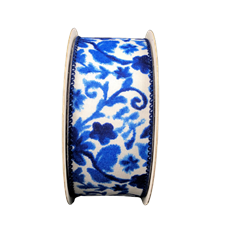 FLOWER BRANCH #9X10YD WHT/BLU