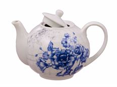 TEAPOT PORCELAIN BLUE ENGLAND ROSE