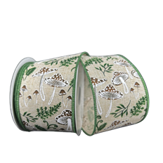 LINEN MUSHROOMS/FERNS #40X10YD TAN