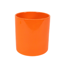 CYLINDER 5.5"H 5"O ORANGE SHINY