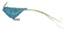 GLIT BEADED BIRD TEAL 12"