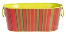 POT 4" X 9" OVAL HOLIDAY STRIPE