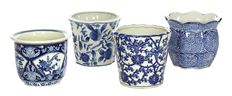 PLANTER 6"  ASST BLUE/WHITE