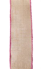 BURLAP 40 NAT PINK 10YD RIBBON