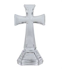 GLASS CROSS ON BASE 8.25" CLEAR